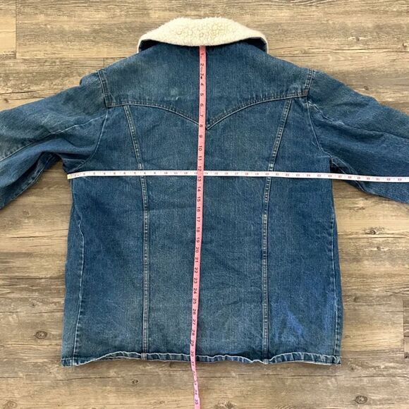 Vintage 70s Lee Storm Rider Sherpa Lined Ranch Denim Trench Coat Size XL/XXL - Picture 7 of 7